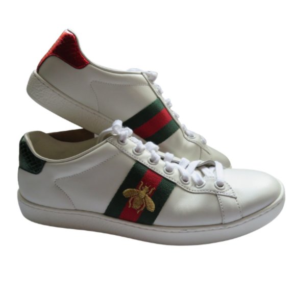 GUCCI ACE LOW TOP EMBROIDERED BEE ~ LOGO EMBOSSED LEATHER SNEAKERS US 6 - Picture 3 of 12